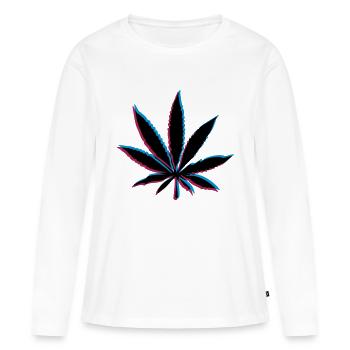 Effet de mauvaises herbes 3D - T-shirt manches longues Premium bio Femme - blanc - Devant - Julia (174cm)