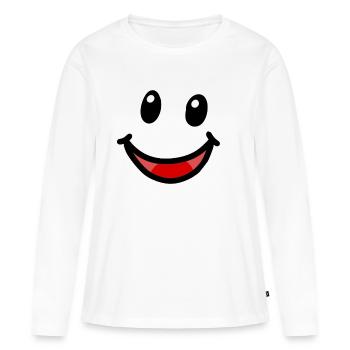 Sympathique visage émotion émotions protection bucco-protecteur - T-shirt manches longues Premium bio Femme - blanc - Devant - Julia (174cm)