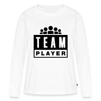 TEAM PLAYER - T-shirt manches longues Premium bio Femme - blanc - Devant - Julia (174cm)