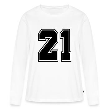 21 sport jersey number, jersey, 21 back number - Women's Premium Organic Long Sleeve Shirt - white - Front - Julia (174cm)