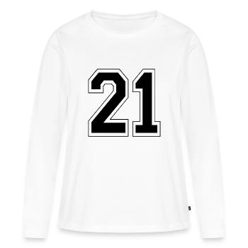 21 sport jersey number, jersey, 21 back number - Women's Premium Organic Long Sleeve Shirt - white - Front - Julia (174cm)