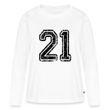 21 sport jersey number, jersey, 21 back number - Women's Premium Organic Long Sleeve Shirt - white - Front - Julia (174cm)