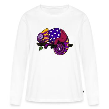 Caméléon détendu chilling - T-shirt manches longues Premium bio Femme - blanc - Devant - Julia (174cm)