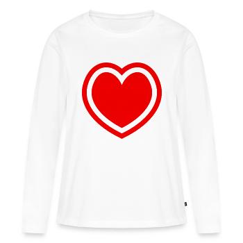 Contour du cœur rouge - T-shirt manches longues Premium bio Femme - blanc - Devant - Julia (174cm)