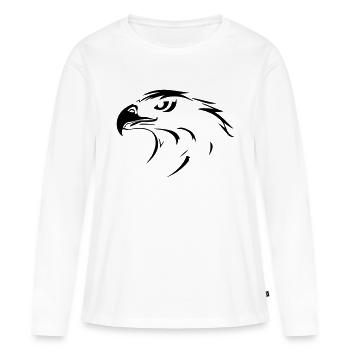 Eagle head in profile on one side - Women's Premium Organic Long Sleeve Shirt - white - Front - Julia (174cm)