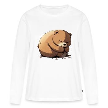 Meenee l'ours dormeur - T-shirt manches longues Premium bio Femme - blanc - Devant - Julia (174cm)