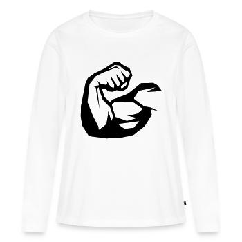 Muscles biceps - T-shirt manches longues Premium bio Femme - blanc - Devant - Julia (174cm)