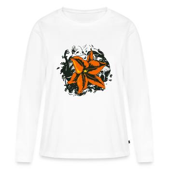fleur dessin tattoo 14 2 A - T-shirt manches longues Premium bio Femme - blanc - Devant - Julia (174cm)
