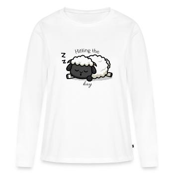 Frapper le foin - T-shirt manches longues Premium bio Femme - blanc - Devant - Julia (174cm)