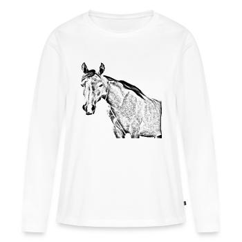 Pferd - Frauen Premium Bio Langarmshirt - Weiß - Vorne - Julia (174cm)