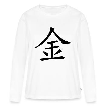 Kin Kanji (Metall) - Frauen Premium Bio Langarmshirt - Weiß - Vorne - Julia (174cm)