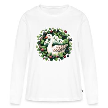 Gans - Frauen Premium Bio Langarmshirt - Weiß - Vorne - Julia (174cm)