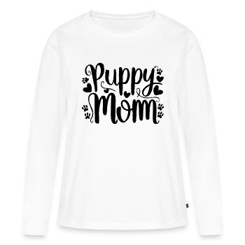 chiot chien - T-shirt manches longues Premium bio Femme - blanc - Devant - Julia (174cm)