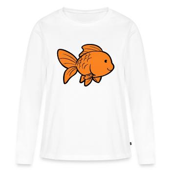 Poisson Poisson Rouge - T-shirt manches longues Premium bio Femme - blanc - Devant - Julia (174cm)
