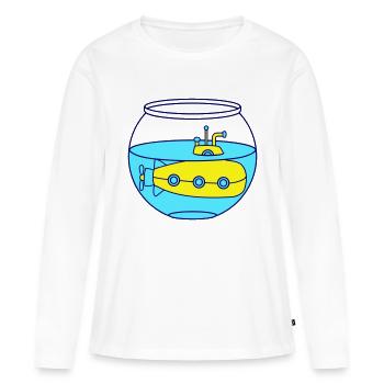 Funny Little Submarine Goldfish Bowl Aquarium Fun - Women's Premium Organic Long Sleeve Shirt - white - Front - Julia (174cm)