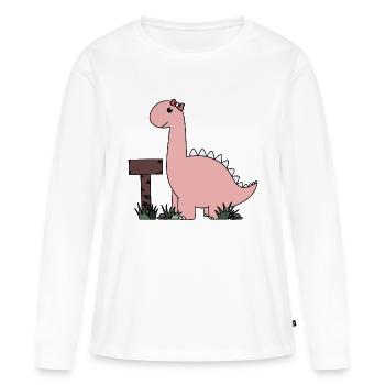 Dino - Frauen Premium Bio Langarmshirt - Weiß - Vorne - Julia (174cm)