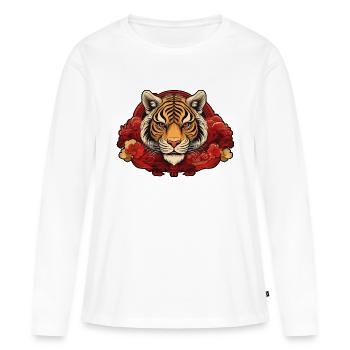 Tiger with Background - Frauen Premium Bio Langarmshirt - Weiß - Vorne - Julia (174cm)