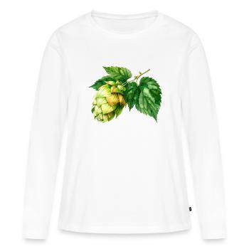 Houblon - aquarelle - T-shirt manches longues Premium bio Femme - blanc - Devant - Julia (174cm)