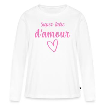 Super tatie d'amour - T-shirt manches longues Premium bio Femme - blanc - Devant - Julia (174cm)