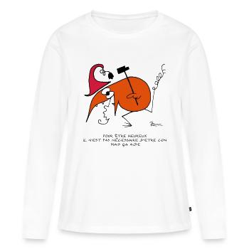 Pour être heureux... - T-shirt manches longues Premium bio Femme - blanc - Devant - Julia (174cm)