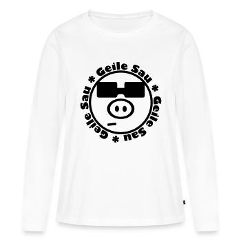 Geile Sau - Frauen Premium Bio Langarmshirt - Weiß - Vorne - Julia (174cm)