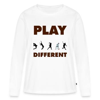 PLAY DIFFERENT - T-shirt manches longues Premium bio Femme - blanc - Devant - Julia (174cm)