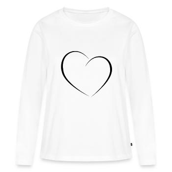 Heart BLACK - Women's Premium Organic Long Sleeve Shirt - white - Front - Julia (174cm)