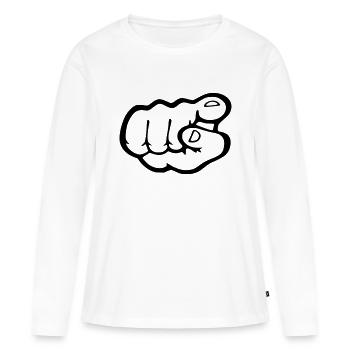 Finger point - T-shirt manches longues Premium bio Femme - blanc - Devant - Julia (174cm)