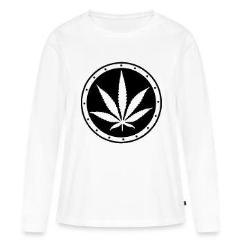 Hanfblatt - Frauen Premium Bio Langarmshirt - Weiß - Vorne - Julia (174cm)