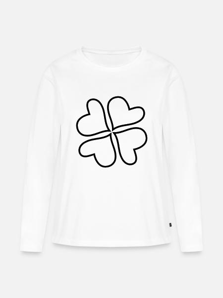 Kleeblatt - Frauen Premium Bio Langarmshirt - Weiß