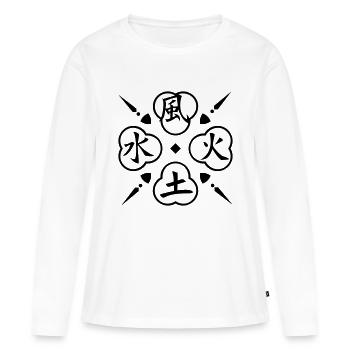 Quatre éléments / 4 elements (1c) - T-shirt manches longues Premium bio Femme - blanc - Devant - Julia (174cm)
