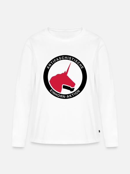 Antifaschistische Einhorn-Aktion - Frauen Premium Bio Langarmshirt - Weiß