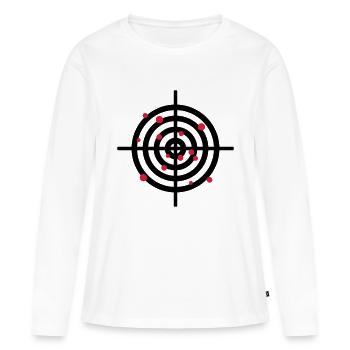 zielscheibe_mit_einschussloechern_2c - T-shirt manches longues Premium bio Femme - blanc - Devant - Julia (174cm)