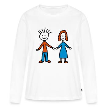 couple - T-shirt manches longues Premium bio Femme - blanc - Devant - Julia (174cm)