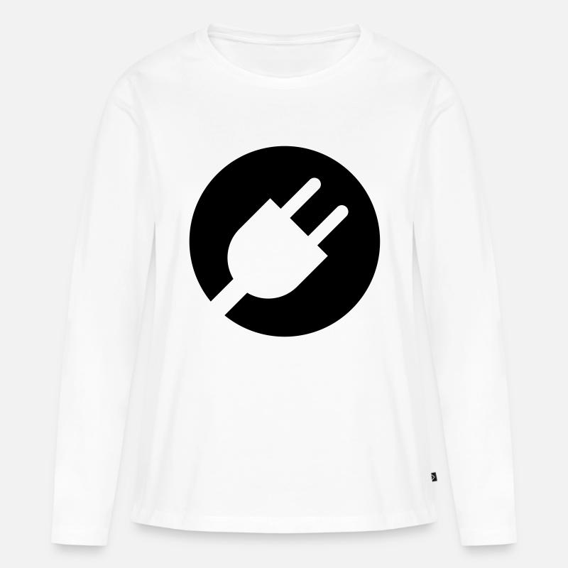 Stecker - Frauen Premium Bio Langarmshirt - Weiß
