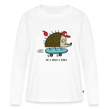 Skater Igel par cheslo - T-shirt manches longues Premium bio Femme - blanc - Devant - Julia (174cm)