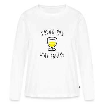 Je peux pas j'ai pastis - T-shirt manches longues Premium bio Femme - blanc - Devant - Julia (174cm)