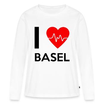 I Love Basel - Ich liebe Basel - Frauen Premium Bio Langarmshirt - Weiß - Vorne - Julia (174cm)