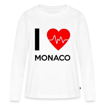 J'aime Monaco - J'adore Monaco - T-shirt manches longues Premium bio Femme - blanc - Devant - Julia (174cm)