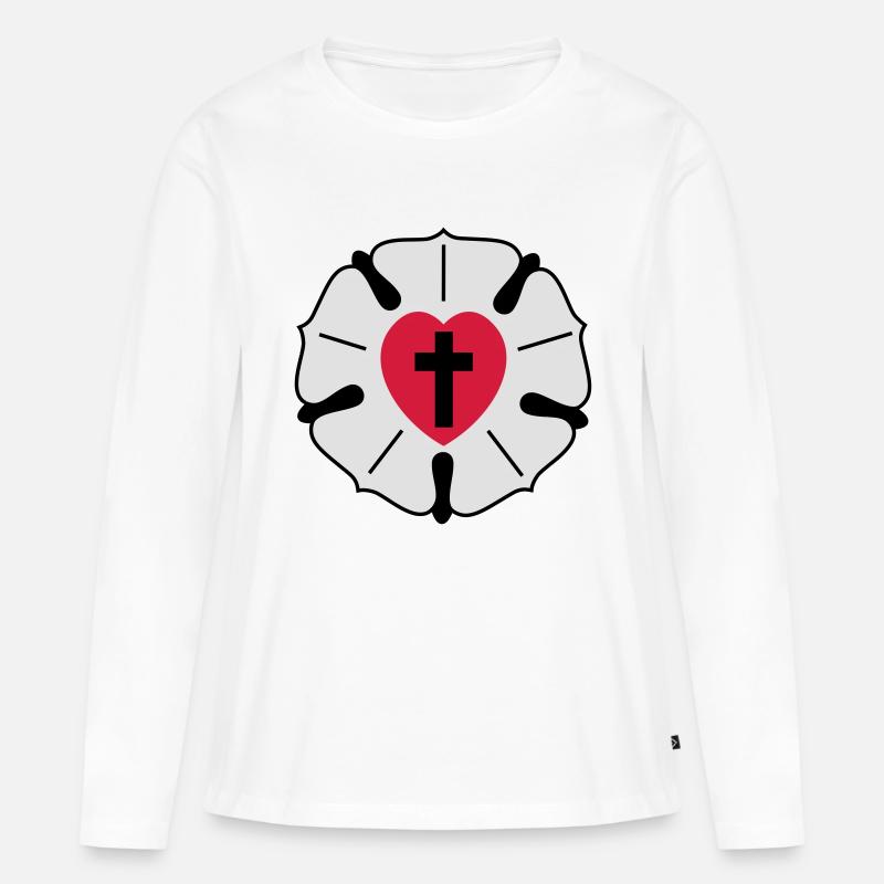 Luther - Frauen Premium Bio Langarmshirt - Weiß