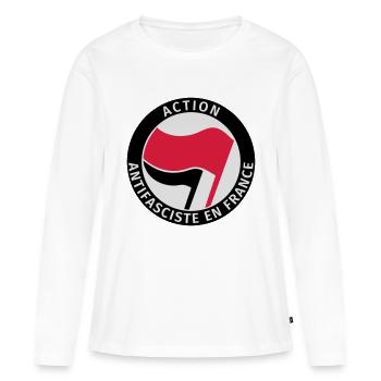 Action Antifasciste en France - T-shirt manches longues Premium bio Femme - blanc - Devant - Julia (174cm)