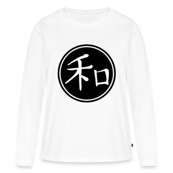 Peace - chinese sign - Frauen Premium Bio Langarmshirt - Weiß - Vorne - Julia (174cm)
