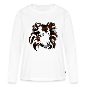 Collie - Frauen Premium Bio Langarmshirt - Weiß - Vorne - Julia (174cm)