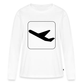 Symbol Abflug - Start - Departure - Frauen Premium Bio Langarmshirt - Weiß - Vorne - Julia (174cm)