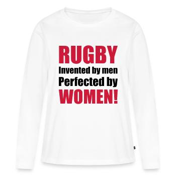 rugby - Frauen Premium Bio Langarmshirt - Weiß - Vorne - Julia (174cm)