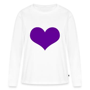 Coeur violet - T-shirt manches longues Premium bio Femme - blanc - Devant - Julia (174cm)