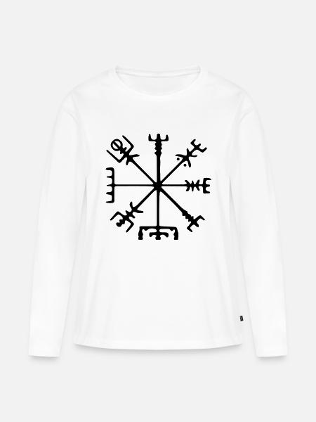 Viking compass - Frauen Premium Bio Langarmshirt - Weiß