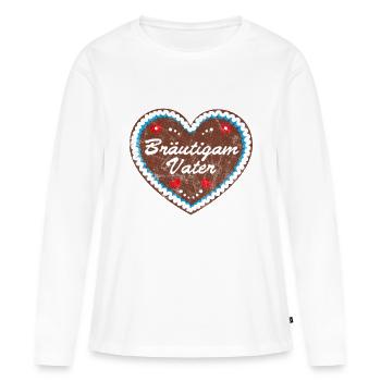 Lebkuchenherz "Bräutigam Vater" - Frauen Premium Bio Langarmshirt - Weiß - Vorne - Julia (174cm)