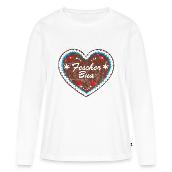 Lebkuchenherz "Fescher Bua" - Frauen Premium Bio Langarmshirt - Weiß - Vorne - Julia (174cm)