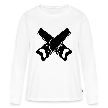 Scies croisées - T-shirt manches longues Premium bio Femme - blanc - Devant - Julia (174cm)